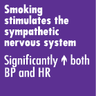 Smoking stimulates the sympathetic nervous system Significantly   both BP and HR